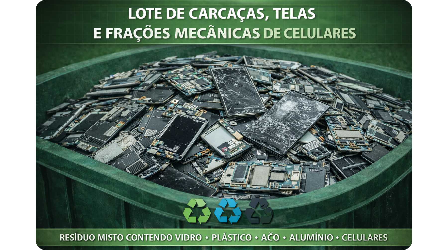 LOTE DE CARCAÇAS, TELAS E FRAÇÕES MECÂNICAS DE CELULARES - 35 kg